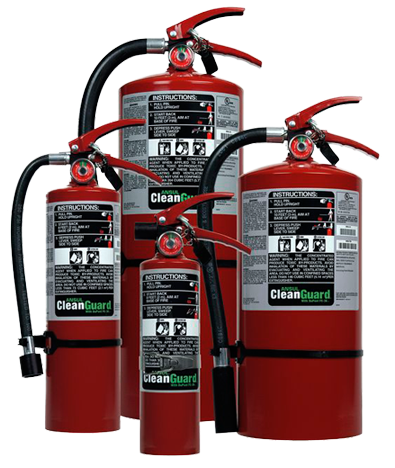 Red Fire Extinguishers Array