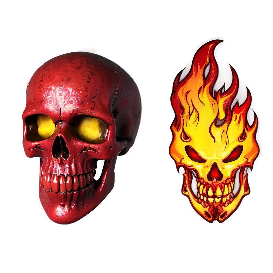 Red Fire Skull Image Png Wdy33