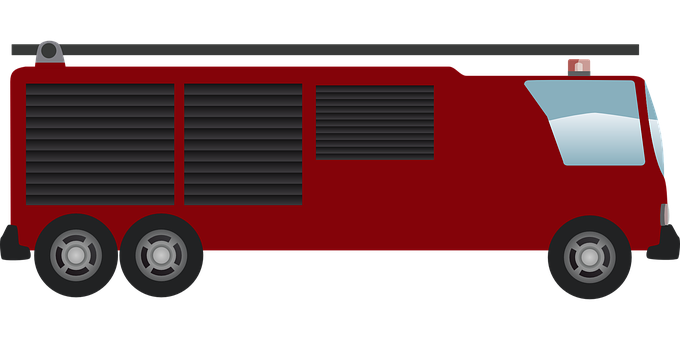 Red Fire Truck Side View Vector