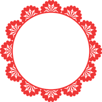 Red Floral Circle Frame Vector