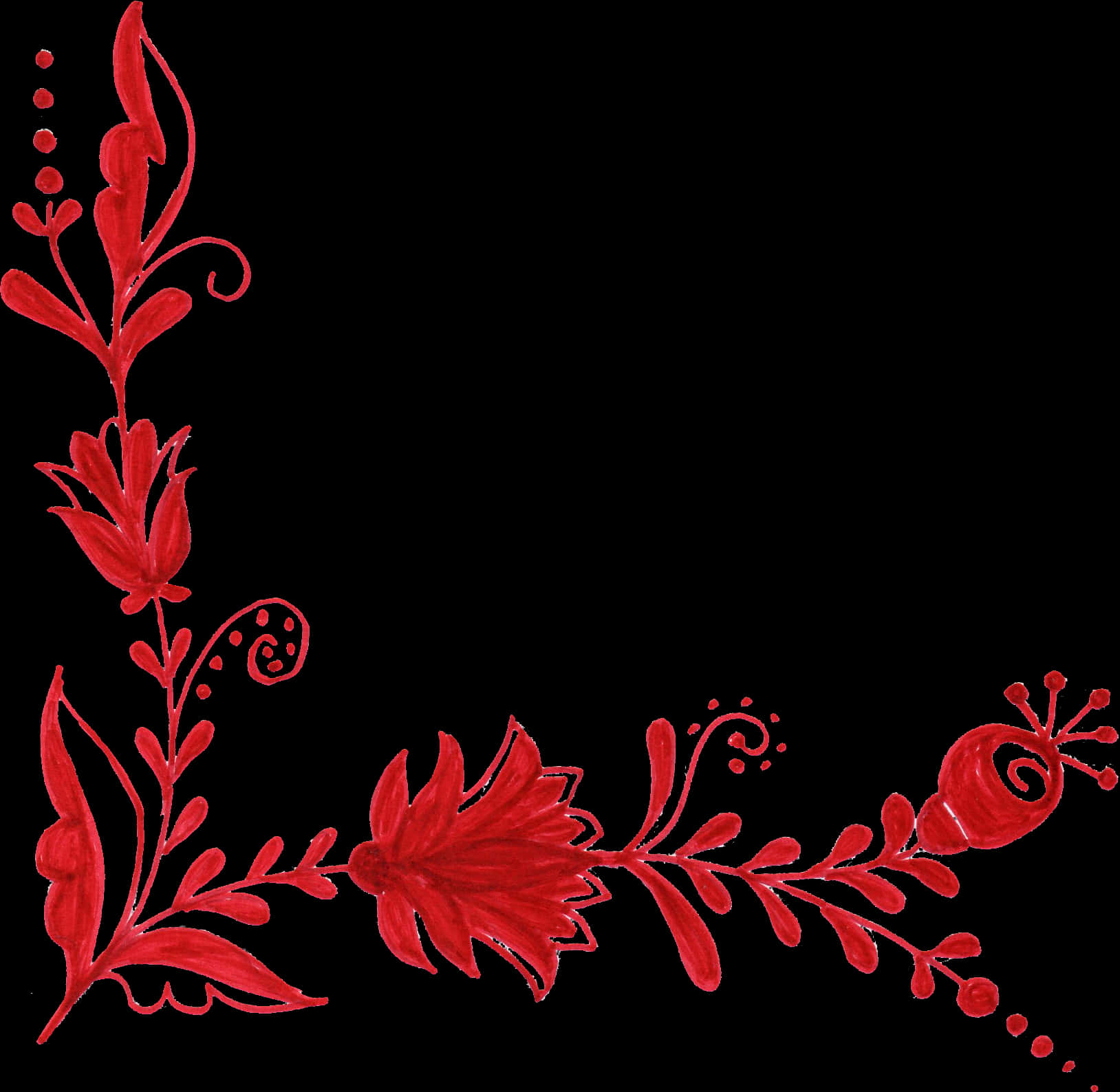 Red Floral Corner Design