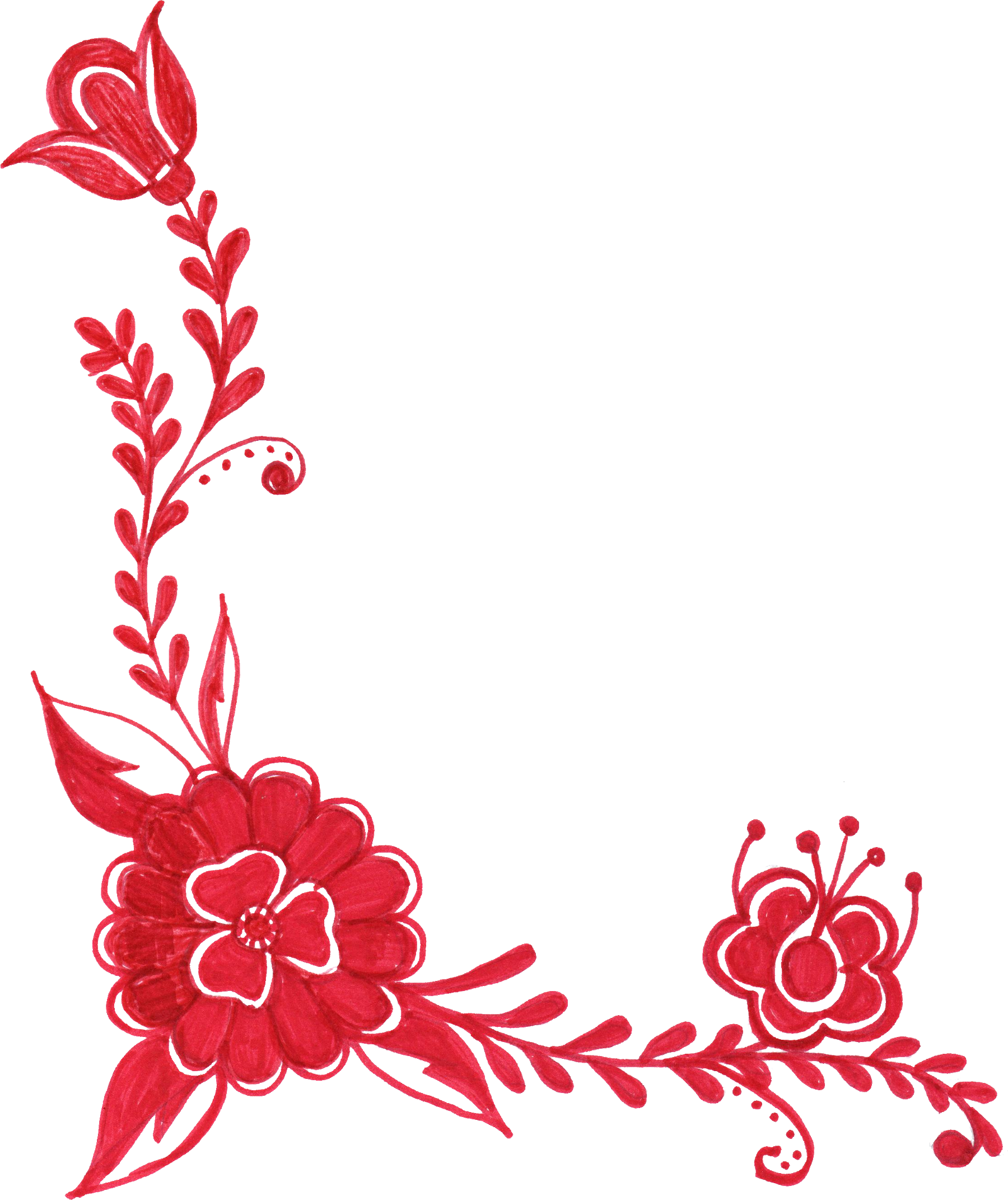 Red Floral Corner Design