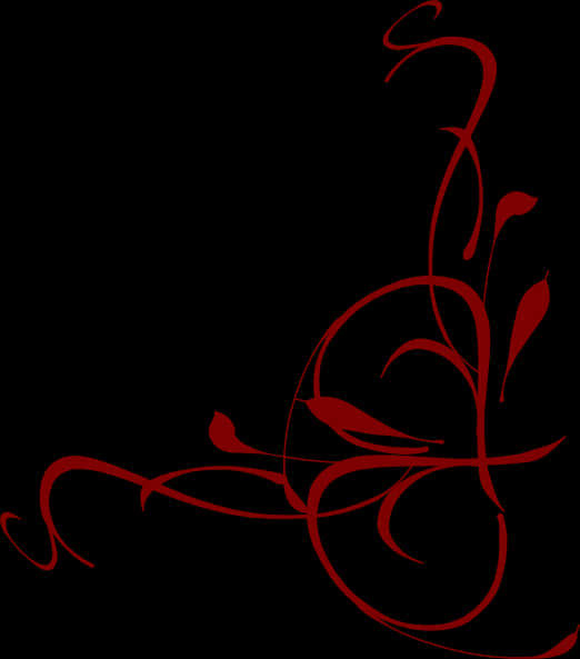 Red Floral Swirlson Black Background