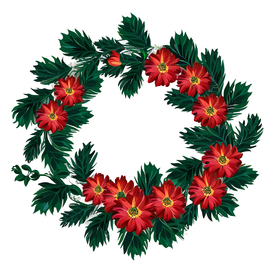 Red Floral Wreath Png Ejl49