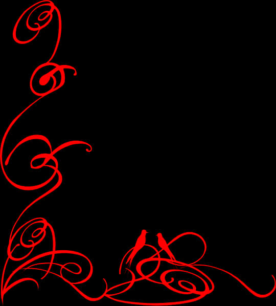 Red Flourish Decorative Line Art