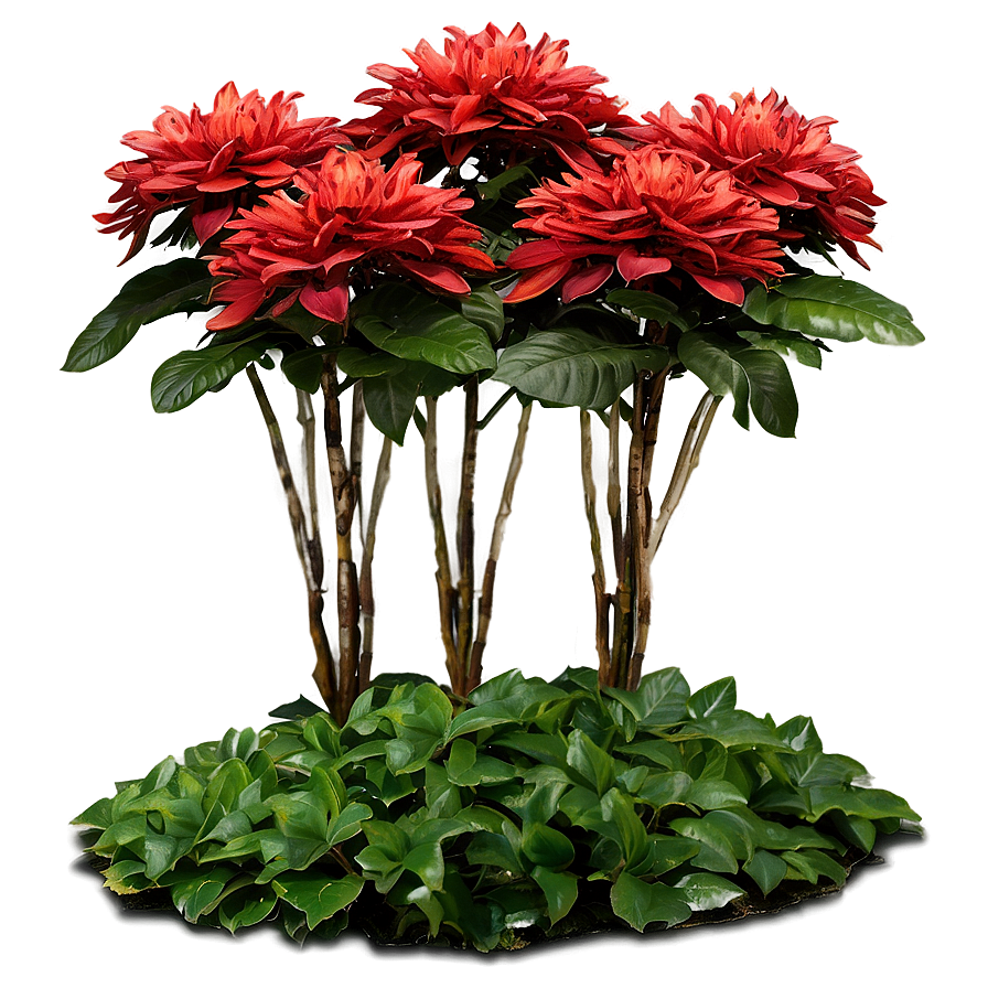 Red Flower Bush Png Tmd85