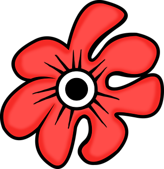 Red Flower Cartoon Black Background