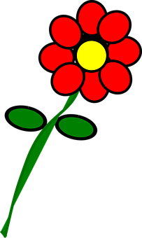 Red Flower Cartoon Illustration