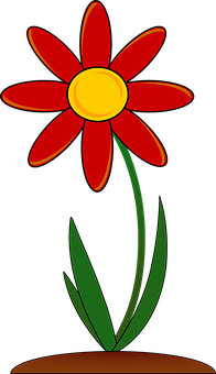 Red Flower Cartoon Illustration