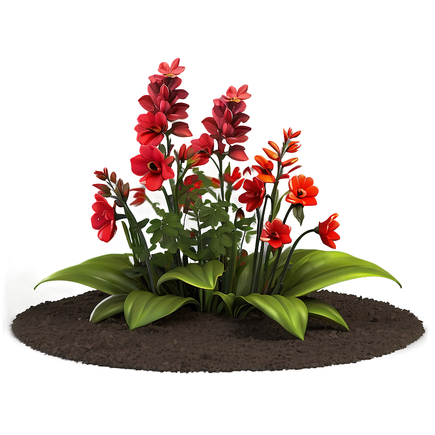 Red Flower Garden Scene Png 06122024