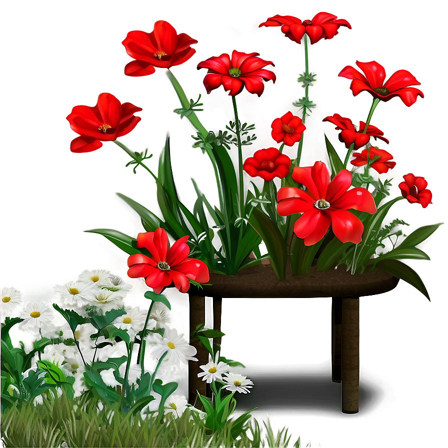 Red Flower Garden Scene Png 06122024