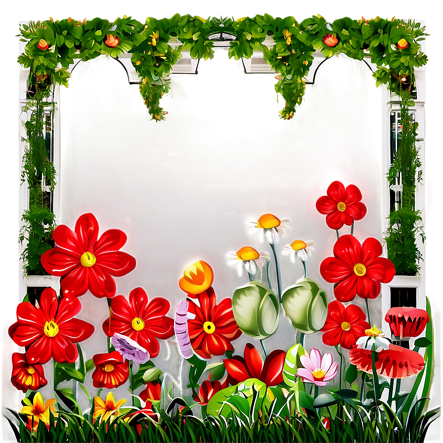 Red Flower Garden Scene Png 52