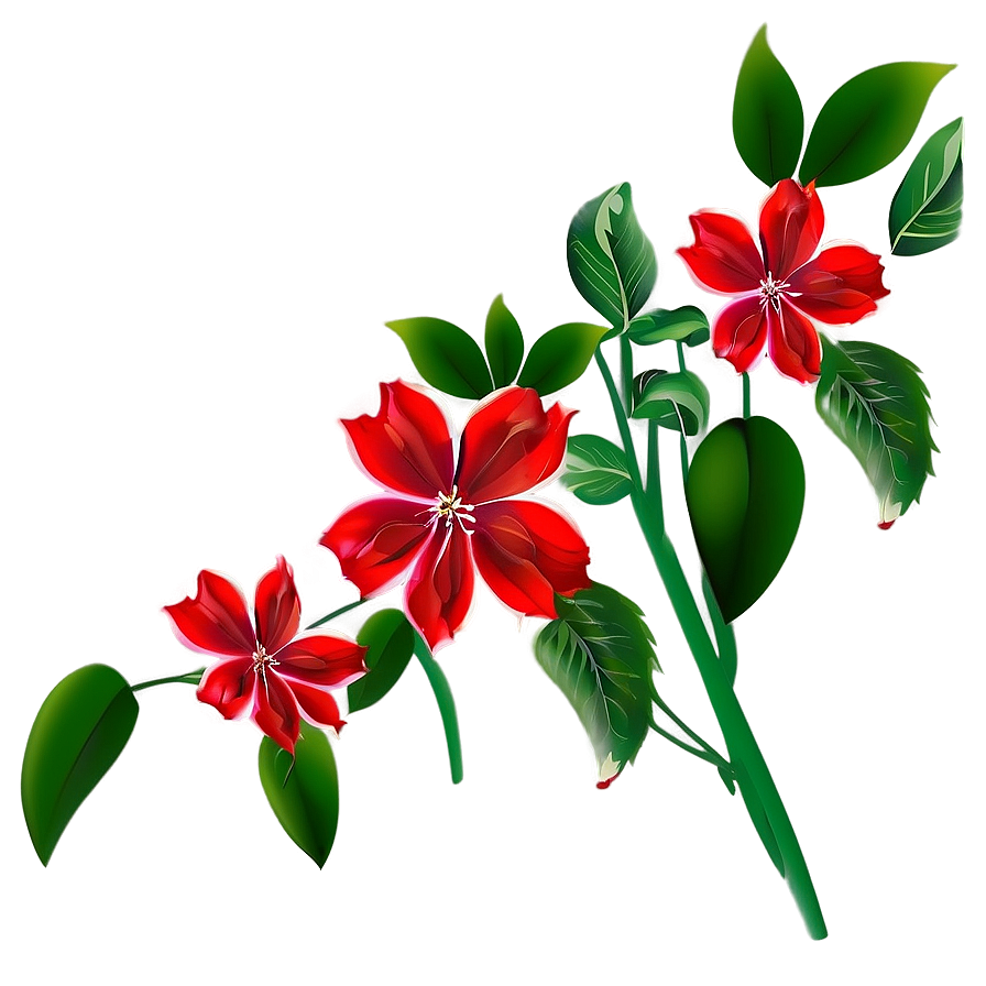 Red Flowers Background Png 2