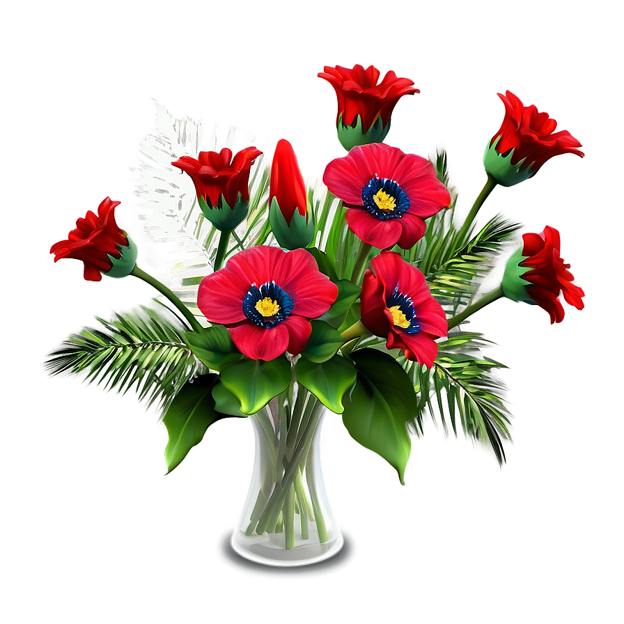 Red Flowers Bouquet Gift Png 56