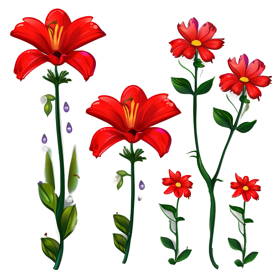 Red Flowers Clipart Png Tpv