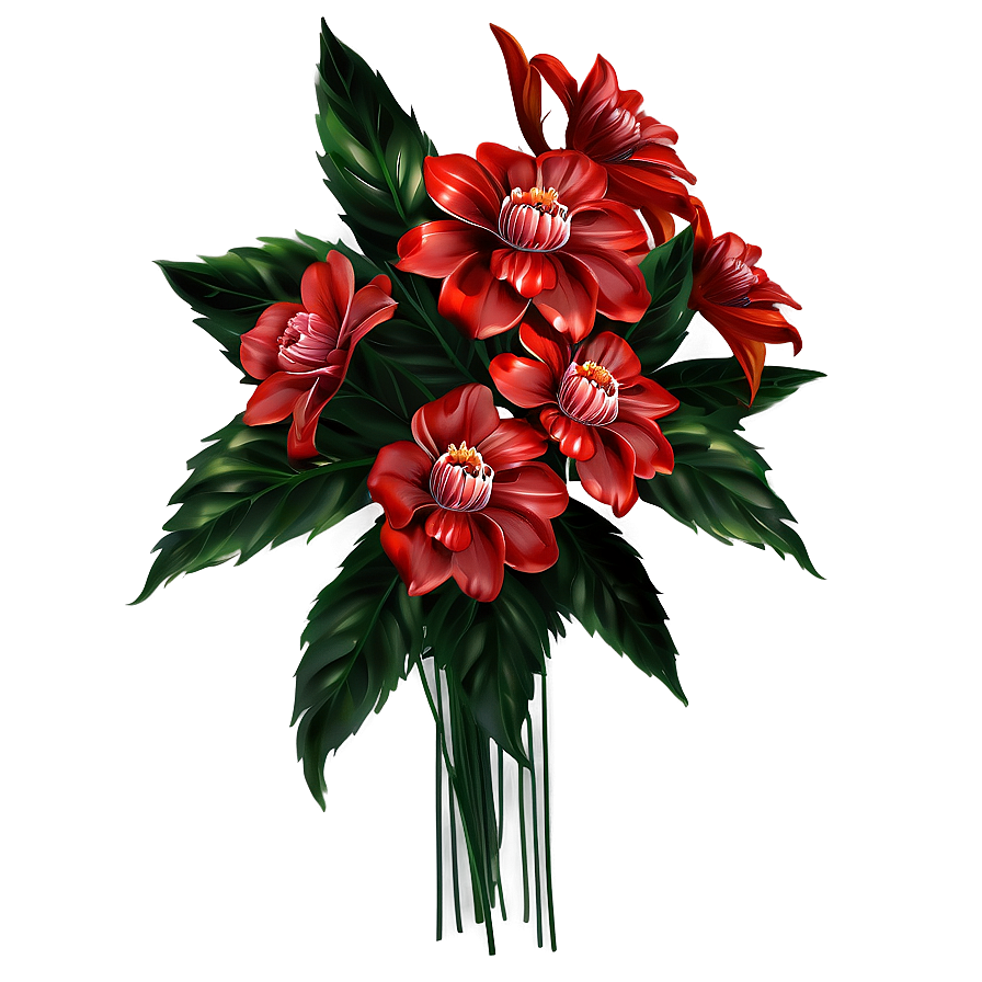 Red Flowers Decoration Png Osn83