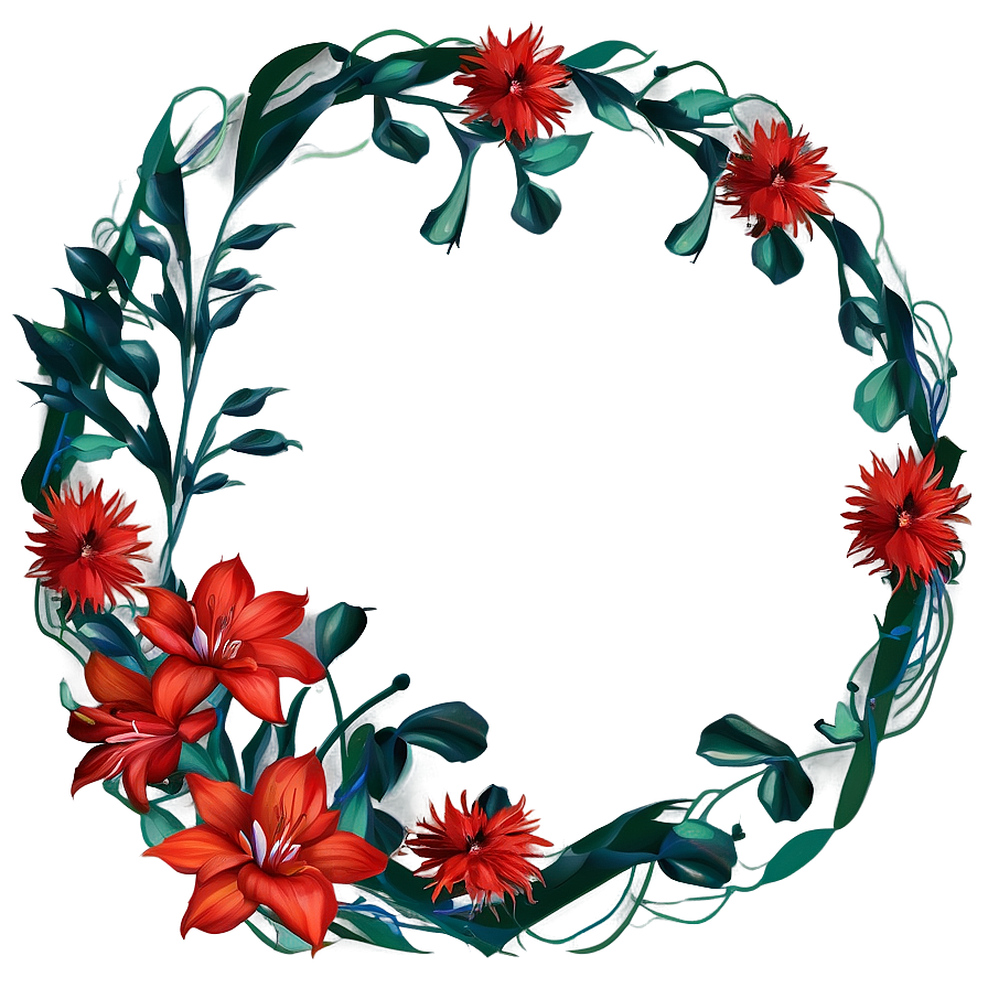 Red Flowers Frame Png Cwb