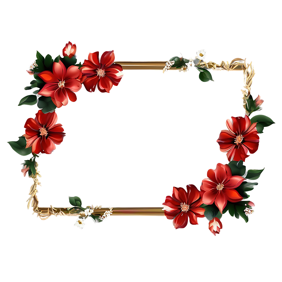 Red Flowers Frame Png Rle