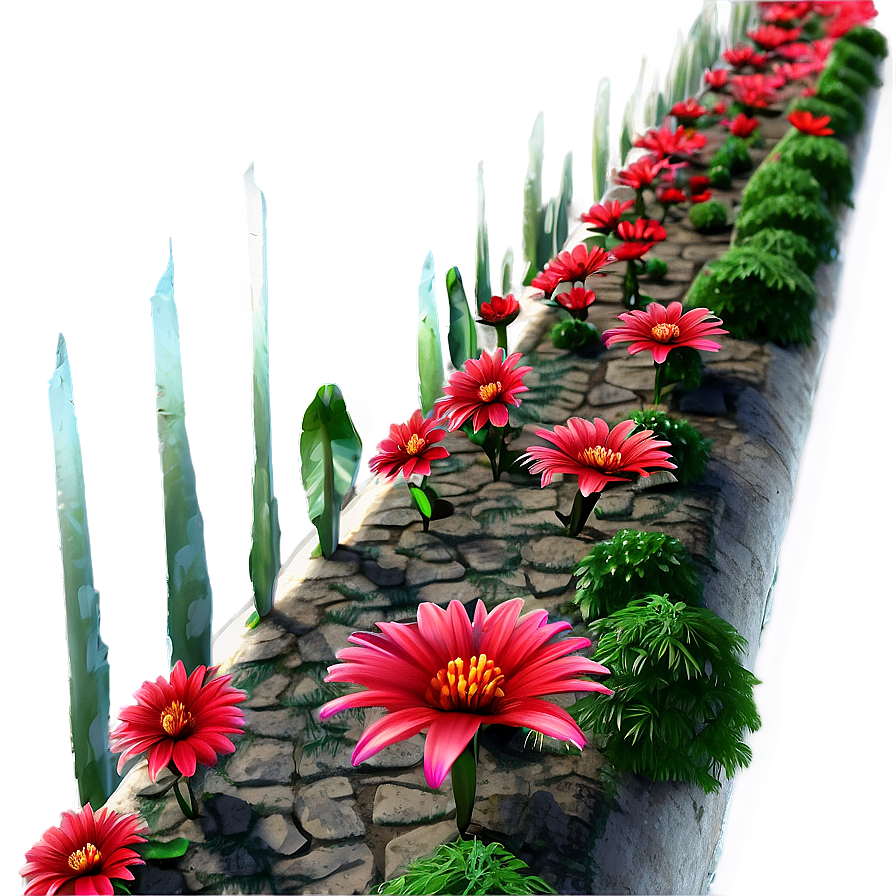 Red Flowers Garden Path Png 06122024