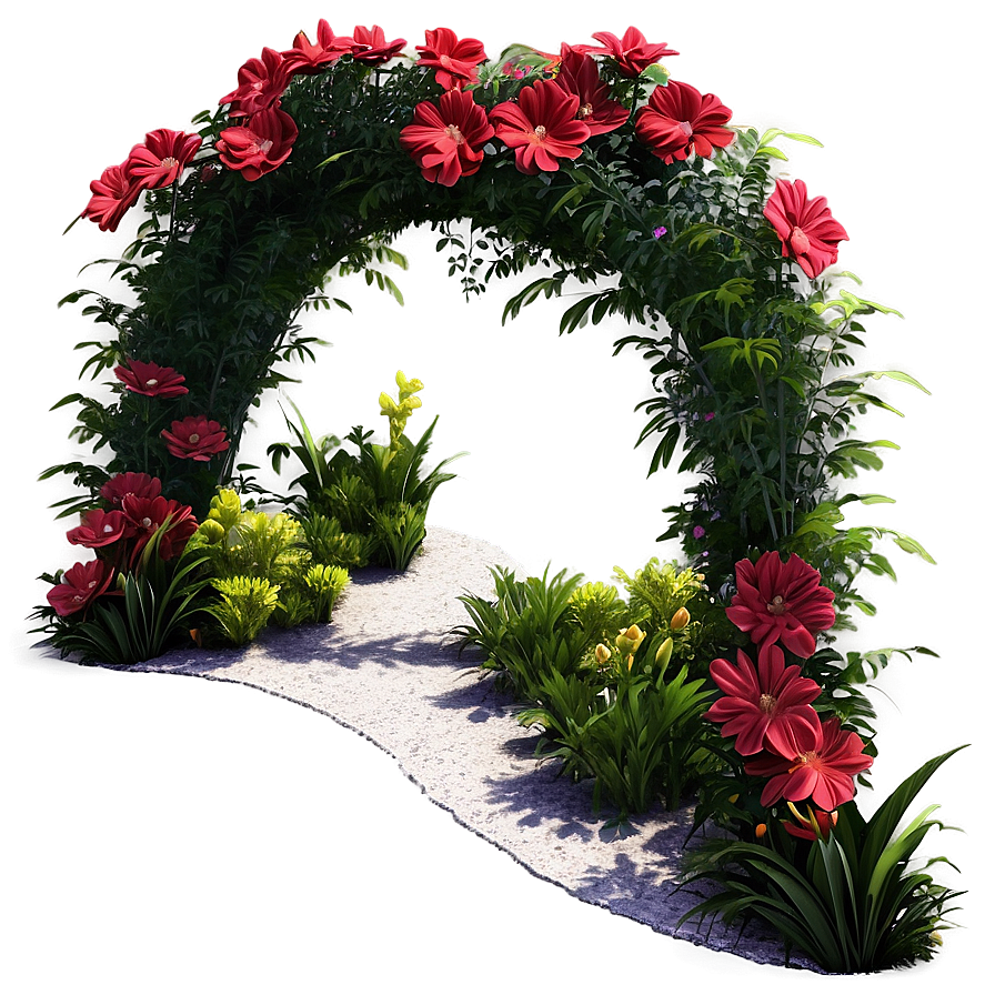 Red Flowers Garden Path Png Eye