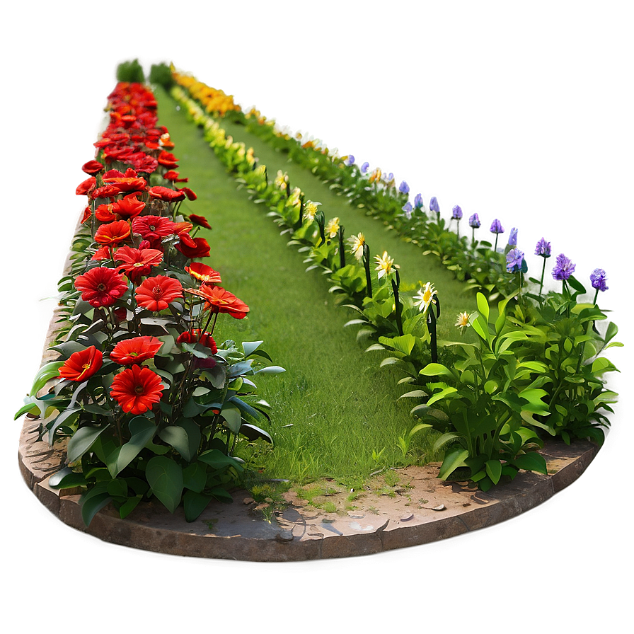 Red Flowers Garden Path Png Jde63