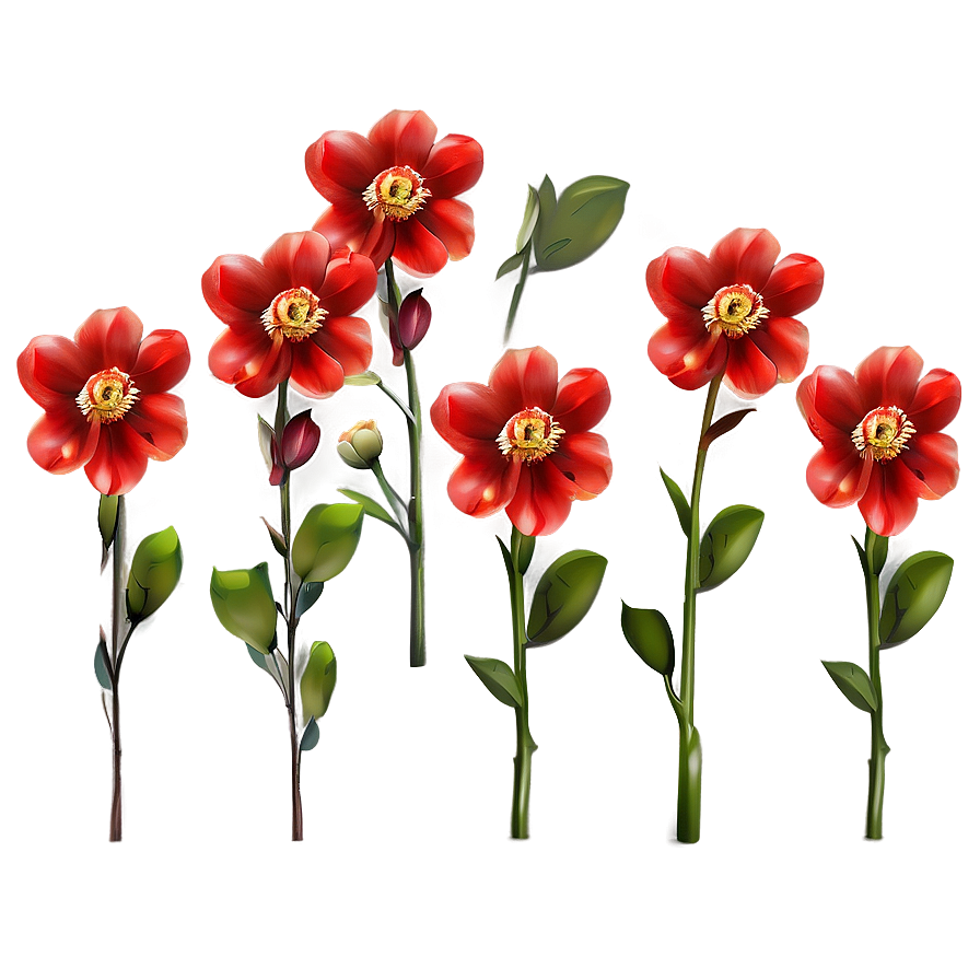 Red Flowers Greeting Png Aca7