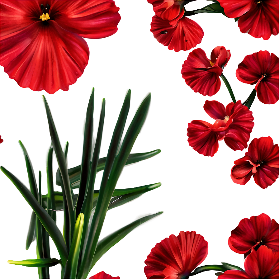 Red Flowers Greeting Png Sqd