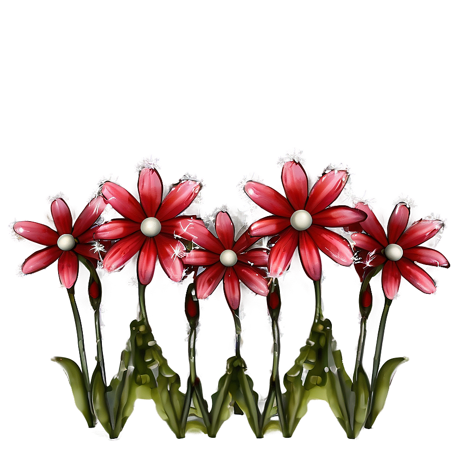 Red Flowers Winter Theme Png 1