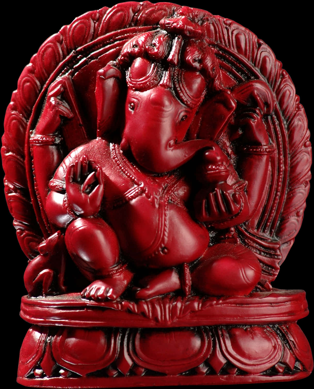 Red Ganesh Statue Carving