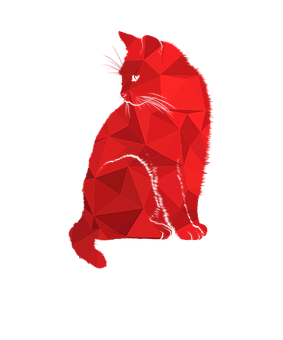 Red Geometric Cat Artwork