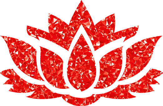 Red Geometric Lotus Flower Design