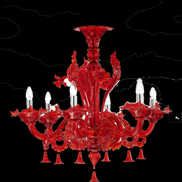 Red Glass Chandelier Elegance