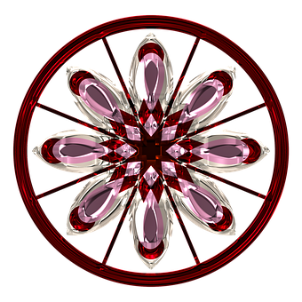 Red Glass Flower Mandala