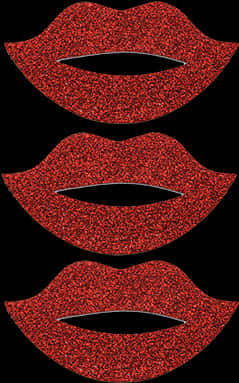 Red Glitter Lips Triple Stack