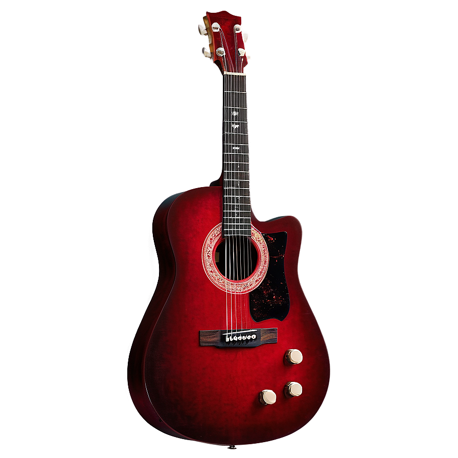 Red Guitar In Spotlight Png 3