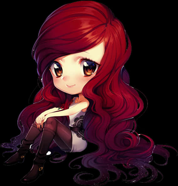 Red Haired Chibi Girl Anime Art