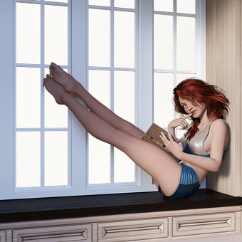 Red Haired Girl Reading Book