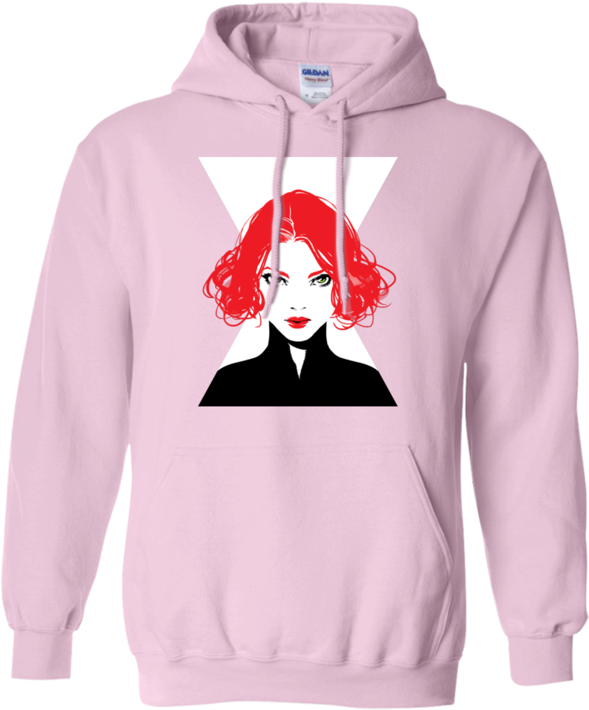 Red Haired Woman Illustration Pink Hoodie