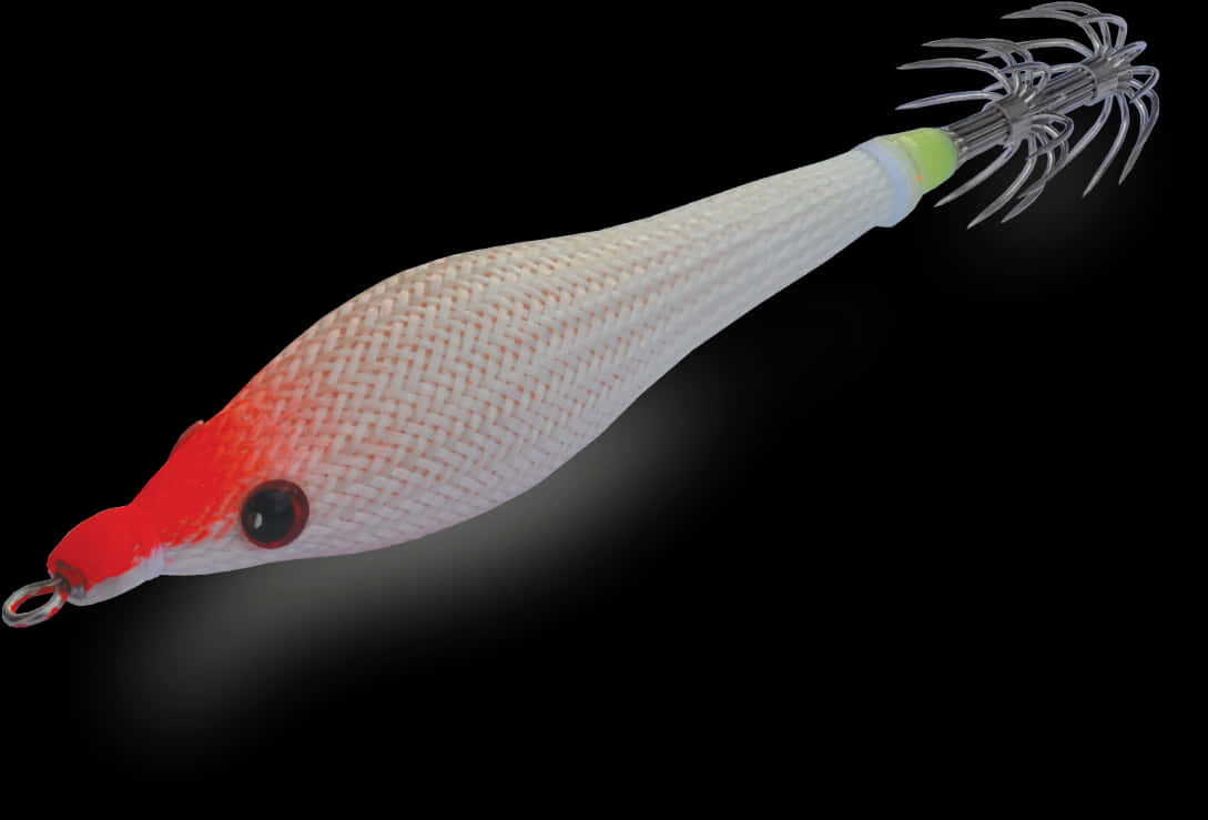 Red Headed Fishing Lureon Black Background.jpg