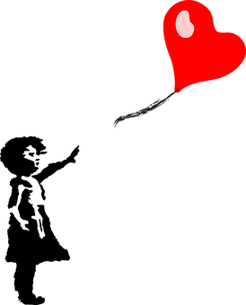 Red Heart Balloon Black Background