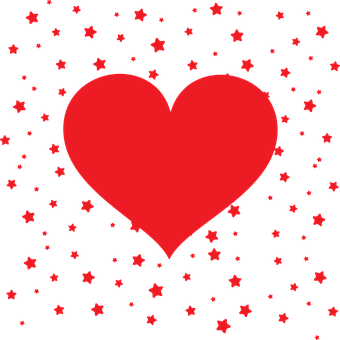 Red Heart Black Stars Background