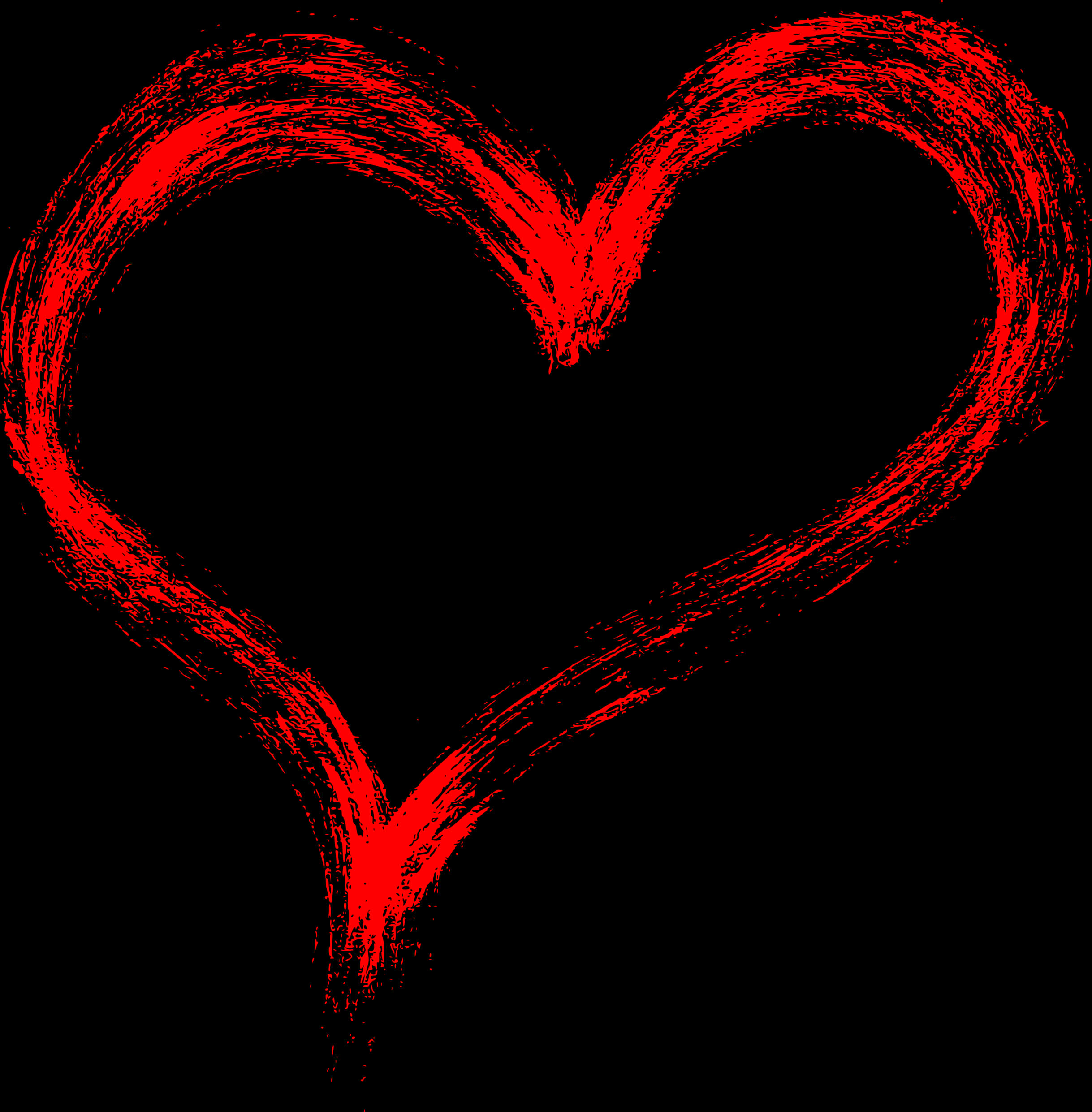 Red Heart Brush Stroke