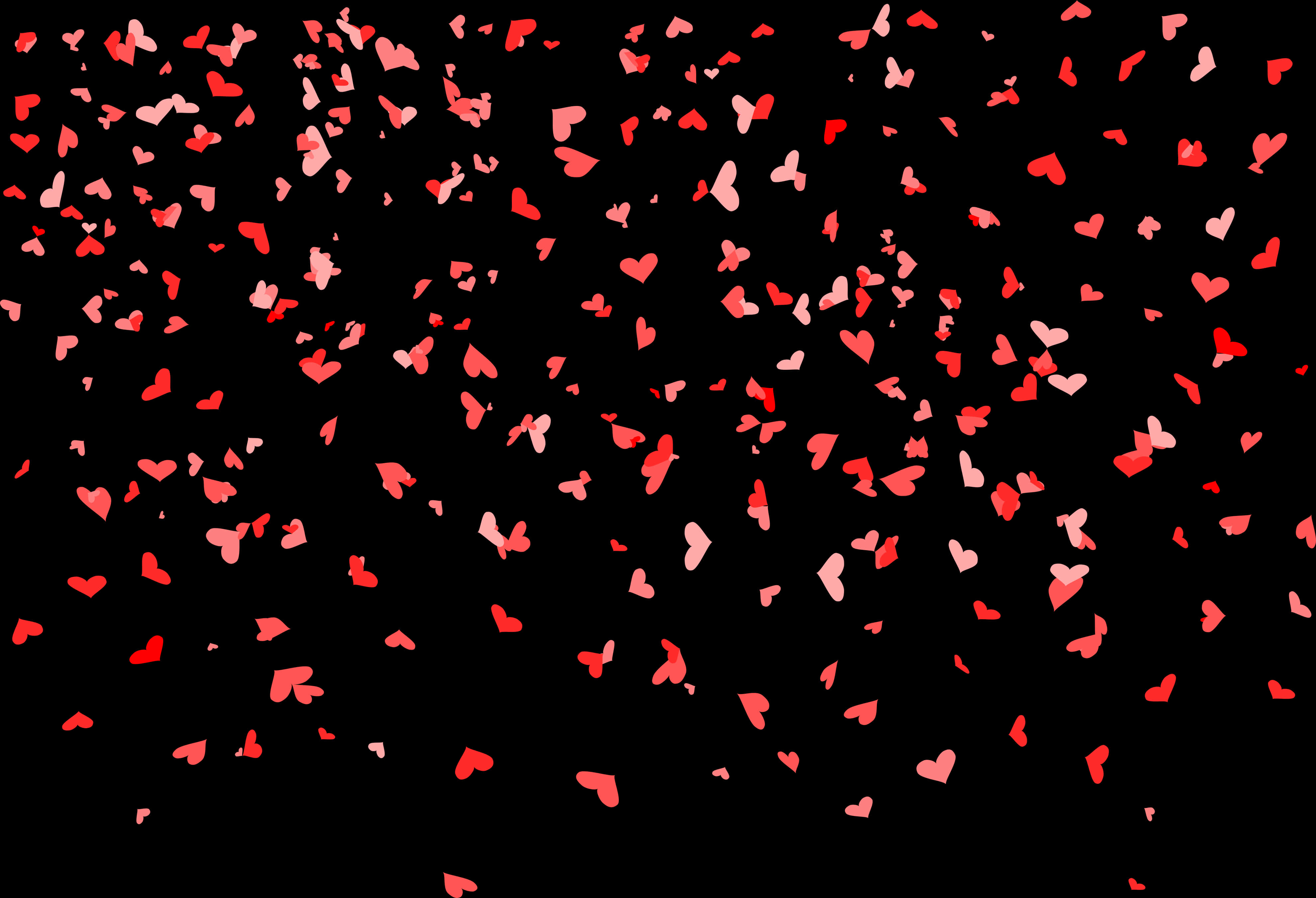 Red Heart Confetti Black Background