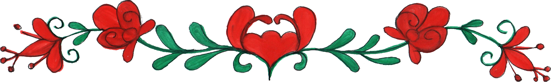 Red Heart Floral Border Design