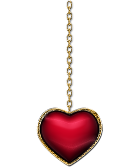 Red Heart Pendanton Gold Chain