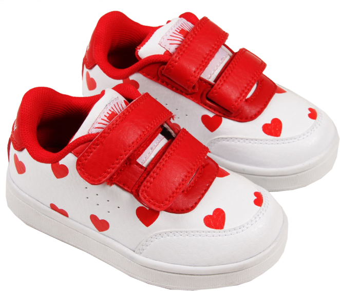 Red Heart White Kids Sneakers