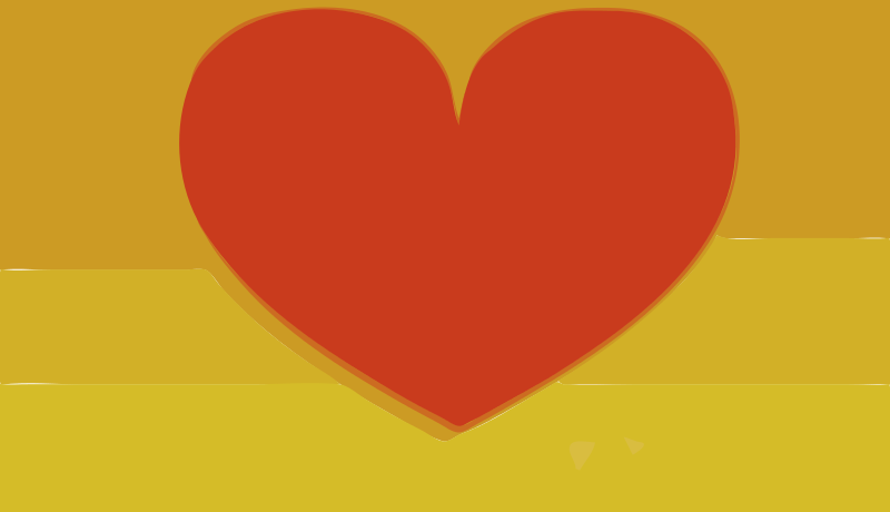 Red Heart Yellow Background