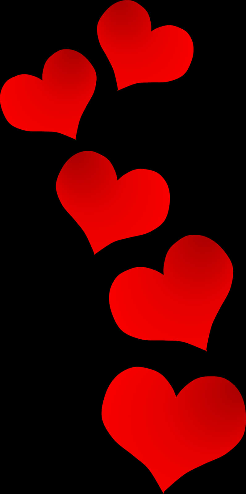 Red Hearts Black Background Clipart