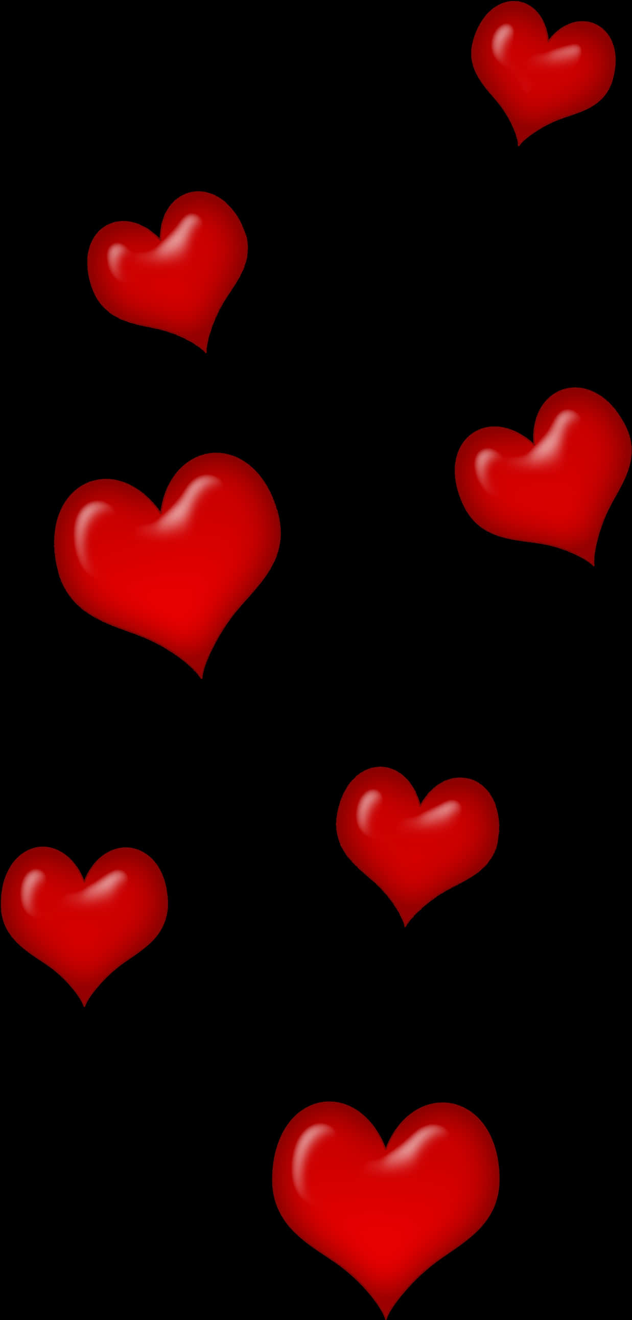 Red Hearts Black Background