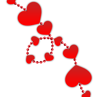 Red Hearts Chain Black Background